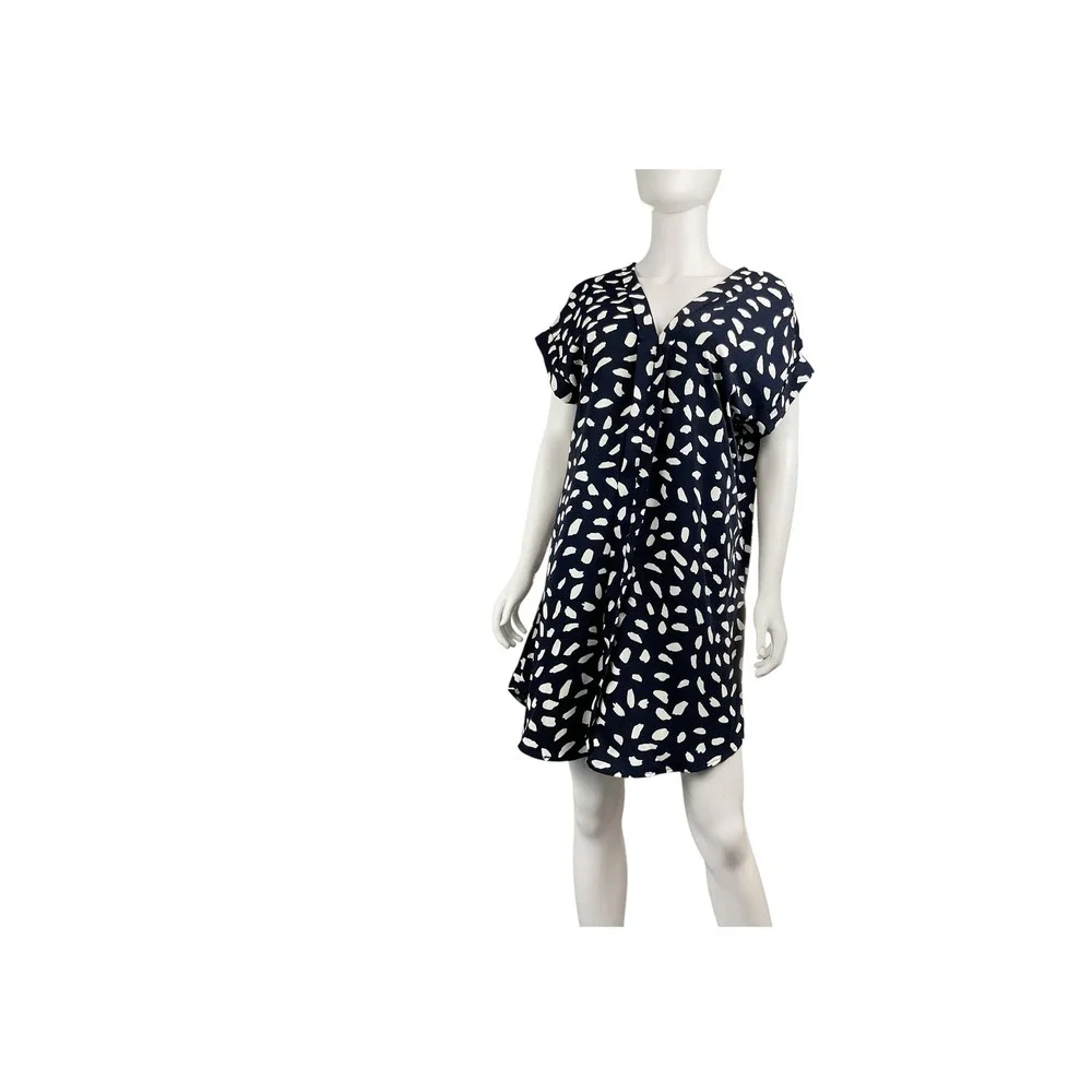 Abstract Dalmatian Print‎ Dress V-Neck Short Sleeve Casual Mini Dress